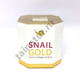 Крем для лица с муцином улитки и коллагеном, Q10 Royal Thai Herb Snail Gold Extra Collagen & Q10 